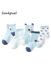 5 Pairs/Lot Baby Socks for Newborns Infant Cute Cartoon Cotton Socks Soft Summer 0-4Years Boy Girl Lovely Mesh Kids Gift CN