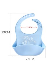 Infant Baby Bibs Soft Silicone Feeding Pockets Solid Adjustable Elastic Waterproof Anti-leaking Cartoon Burp Cloths Eco-friendly