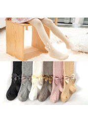 Baby Girls Pantyhose Cute Winter Clothes For Girls Bow Tie Breathable Cotton Socks Knitted Baby Socks 1-8T