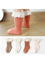 Baby Socks New Kids Toddlers Girls Knee High Long Soft Cotton Lace Baby Children Socks Baby Girl Socks 0 to 3 Years Autumn Clothes