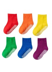 6 Pairs Set 0-7Years Cotton Boys Girls Infant Baby Kids Children Baby Non-slip Grips Socks Autumn Winter Spring Summer