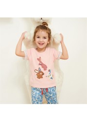 Little maven 2022 Pretty Baby Girls T-shirt Cotton Lovely Rabbit Tops Children Casual Clothes For Baby Toddler Kids