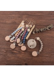 Wooden Baby Infant Toddler Doll Pacifier Silicone Soother Nipple Clip Chain Strap Baby Holder Chew Baby Teether Teething