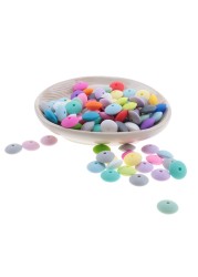 300pcs Silicone Flat Beads 12*6mm Chew Baby Teething Beads Lentil DIY Pacifier String Pearl Baby Toys Nurse Gift BPA Free