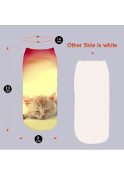 3D Printing Children Socks Funny Design Cute Cat Socks Unisex Gift Low Ankle Funny Socks 6-12 Years