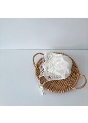 Infant Baby Cute Hat With Embroidery Floral Lace Cotton Sunhat Soft Cotton Flower Bonnet Hat For Newborn Baby Summer