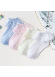 10pairs/lot Baby Girls Kids Lace Ruffle Socks Princess Mesh Children Ankle Short Breathable Cotton White Pink Blue Toddler Sock