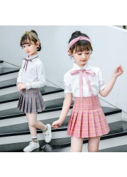 Girls Skirts Autumn Vintage Pleated Plaid Skirts School Teenage Girl Spring Kids Skirt Children Clothes 3 4 6 8 10 12 14 Years