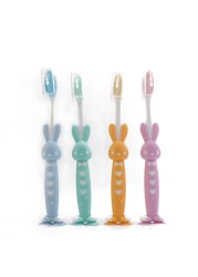 4pcs/set Baby Teeth Children Soft Bristles Cute Teething Rings Soft Toothbrush Silicone Baby Kids Toothbrushes Oral Care Cleaning