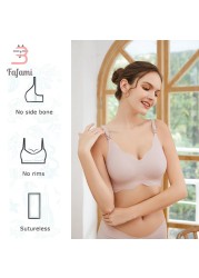 Seamless Nursing Bra for Women Ultra Comfort Support Breastfeeding Vest Bralette Wireless Removable Bra Pads V-Neck Clothes