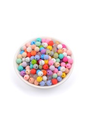 LOVKA 100pcs/lot 9mm Silicone Loose Beads Teether Beads BPA Free Food Grade Baby Teether Chew for DIY Jewelry Necklace Making