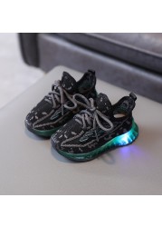 Size 21-30 Children Luminous Shoes For Boys Girls Mesh Kids Boys Glowing Sneakers With LED Lights Non-slip Baby Shoes For Girls