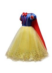 Girls Summer Princess Dress Fancy Snow White Puff Sleeve Dress Kids Birthday Party Fancy Dress Vestidos