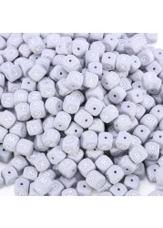 Coskiss 20pcs Baby Teether Beads Gray Silicone Letter Beads Silicone Beads Baby Teething Chew Pendant Beads DIY