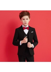 Boys Black 007 Wedding Suit Kids Formal Blazer Clothes Set Gentleman Children's Day Graduation Choir Performance Costume