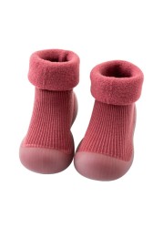 Winter Kids Warm Snow Boots Socks Infant Boys Brushed Thick Sock Boots Yellow Black Baby Girls Socks Soft Soles Toddler Shoes