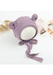 Newborn Photography Posing Props Cute Crochet Knitted Hat Baby Infant Beanies Cap Photo Shooting Accessories