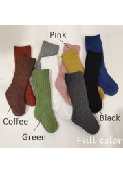 Baby Girls Socks Soft Cotton Knee High Socks Kids Boys Solid Color Socks Leg Warmers 2021 Spring Autumn