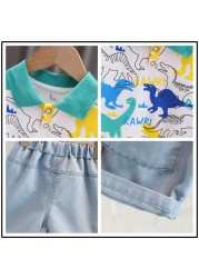 Boys Clothing Sets 2022 Summer Baby Tracksuit Kids Cartoon Dinosaur T Shirt Shorts Infant Clothes Outfits Child 2 Piece Suit