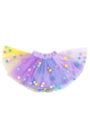 2022 New Arrival Infant Mulity Colorful Tulle Tutu Skirt Pom Pom Princess Mini Dress Children's Clothing Pettiskirt Girl Clothes