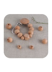 100pcs Wooden Teething Accessories 10-30mm Wooden Teether Chewing Round Beads DIY Craft Jewelry Eco-friendly Beech