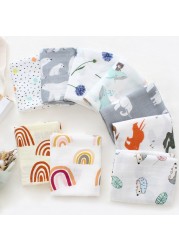 Bamboo Cotton Chiffon Bibs, 60 x 60cm, Multifunctional Burp Cloth Bibs, Soft Printed Baby Cloth