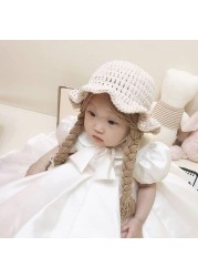 Winter Soft Warm Cute Big Braid Wig Kids Girls Princess Hat Toddler Children Knitted Hat Christmas Xmas Party 48-52cm Hot