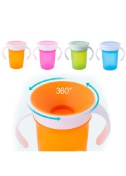 360 Degree Rotate Baby Learn Drinking Cup With Double Handle Flip Cover Leakproof Infant Water Cups BPA Free Bottle