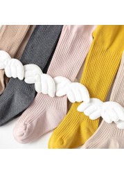 Girls Angel Wings Knitted Cotton Socks Baby Pantyhose 0-6 Years Autumn Winter