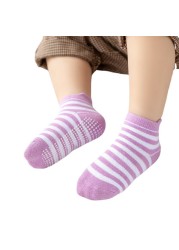 6 Pairs 0-5 Years Cotton Children Anti-Slip Boat Socks for Boys Girl Low Cut Floor Toddler Ankle Sock with Rubber Grips Four Season