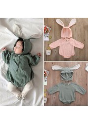 Ma & baby 0-24M Infant Newborn Baby Girls Boys Romper Soft Long Sleeve Jumpsuit Rabbit Ear Hat Outfits Easter Bunny Clothes