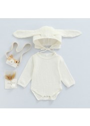 Ma & Baby 3-24M Newborn Infant Baby Boys Girls Bunny Romper Long Sleeve Jumpsuit Long Ear Hat Autumn Spring Easter Clothes D84