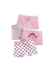 Girls Panties Kids Underwear Cotton Children's Briefs Wave Point Trellis Cartoon Short 4pcs/lot