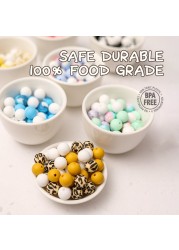 Let's Make 50pcs 12mm Silicone Aquatic Beads Planet Leopard Round Beads DIY Chewing Teething Beads BPA Free Baby Teether Toys