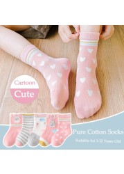 Cotton Kids Socks Spring Autumn Cute Cartoon Newborn Casual Sports Toddler Baby Boys Socks Letters Print Girls Socks 0 to 12 Years