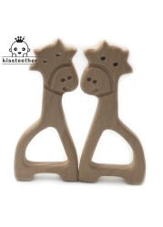 10pcs Safe Kara Teething Baby Cute Teether Antlers Design Wooden Ring Animal Shape Handmade Toy Wooden Teether - Giraffe Teether