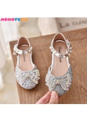 Girls Sequins Lace Bow Kids Shoes Girls Cute Pearl Princess Dance Single Casual Shoes 2021 New Children Party Wedding Shoes