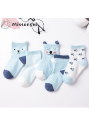 5pairs/lot 2022 Baby Socks for Kids Girls Boy Cotton Stripe Cartoon Animals Summer Baby Knitwear Socks Newborn Baby Clothes