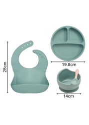 2021 new design silicone baby products tableware feeding waterproof bibs newborn flatware bowl spoon baby accessories