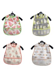 Baby Sleeves Waterproof Bib Cartoon Pattern Lunch Feeding Scarf Soft Cotton Baby Bibs EVA Layer Adjustable Saliva Cloth