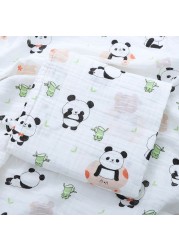 Baby Muslin Soft Cotton Receiving Blanket Infants Cartoon Printed Swaddle Wrap