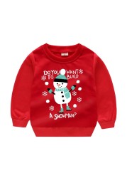 Christmas Children's Clothing Boys Girls Sweater Long Sleeve Sweatshirts Pullover Tops Cartoon Santa Snowman Print