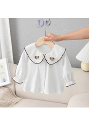 Infant Casual T-shirt Spring And Autumn Clothes Cartoon Long Sleeve White Baby Girls Bottoming Shirt Kids Tops Toddler Clothes