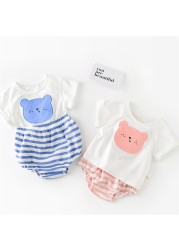 Infant clothing sets 2022 summer girl boy T-shirt shorts 2pcs suit baby kids outfits cartoon bear cotton baby clothes