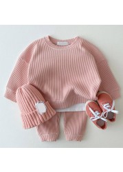 Bear Leader Korean Baby Cotton Knitting Clothing Set Kids Boys Girls Spring Autumn Loose Tracksuit Pullovers Tops+Pants 2pcs
