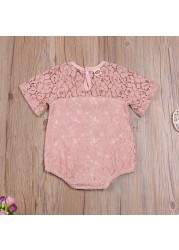 Ma & Baby - Lace Ruffled Jumpsuit For Baby Girls 0-18 Months Summer Newborn Clothes