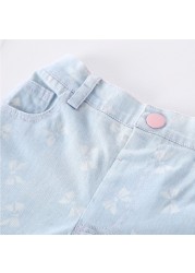 100% Cotton Print Denim Pants Toddlers For Little Girl Graphic Kawaii Jeans Kids Clothes Designer Summer Pants Trousers 2022