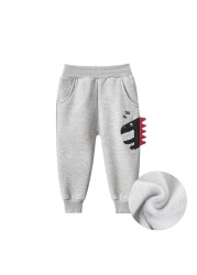 الخريف الشتاء الاطفال السراويل الكرتون ديناصور الدافئة القطن الفتيان بنطال رياضي Sweatpants الأطفال