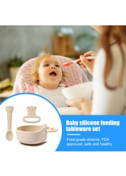 3pcs/set Silicone Baby Feeding Bowl Tableware Kids Waterproof Suction Bowl With Spoon Children Dishes Kitchen Baby Stuff