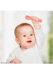 2pcs Lovely Baby Learning Spoons Utensils Set Adorable Toddler Tableware Baby Silicone Teether Toys Feeding Scoop Training